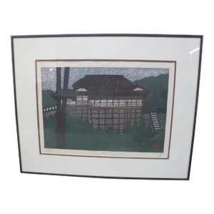 Noriaki Okamoto Signed Framed Japanese Woodblock Print of Kiyomizu Temple