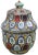 Handcrafted and glazed ceramic lidded bowl with an elaborate hand-painted Moorish pattern in a traditional Andalusian...