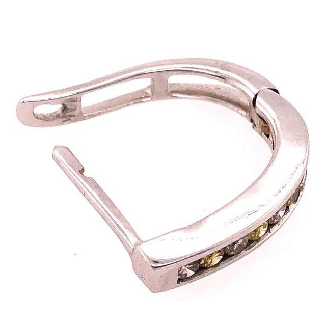 Metal 14 Karat White Gold Latch Back Earrings With White and Yellow Diamonds For Sale - Image 7 of 12