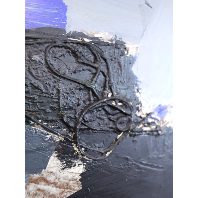 Mid-Century Modern 'Blue Echoes' Vintage Original Abstract Oil Painting by Swedish Artist Hans Osswald (1919-1983), Framed For Sale - Image 11 of 15