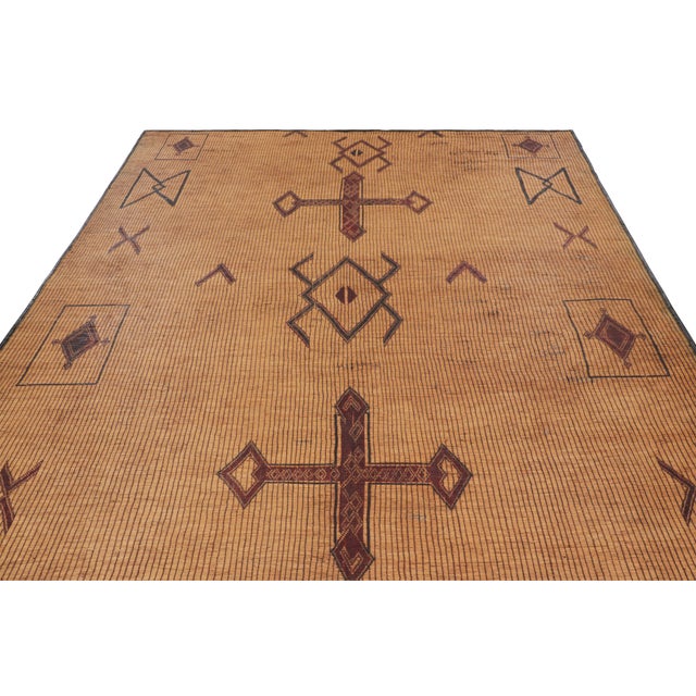 Tribal Vintage Moroccan Tuareg Tribal Reed & Leather Rug by Rug & Kilim, Morocco, 1950-1959 For Sale - Image 3 of 7