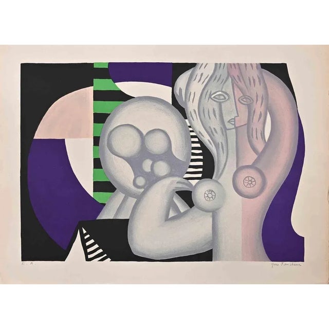 Woman is an original lithograph realized by Yves Faucheur in the mid-20th Century. The artwork is in good condition. Hand-...