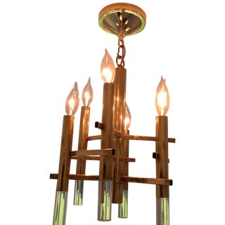 Gaetano Sciolari Brass & Lucite Pendant Light For Sale