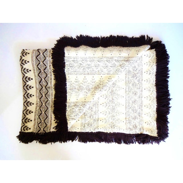 Mid-Century Modern 20th Century Swedish Weave on Monk Cloth Huck Embroidery Blanket For Sale - Image 3 of 8