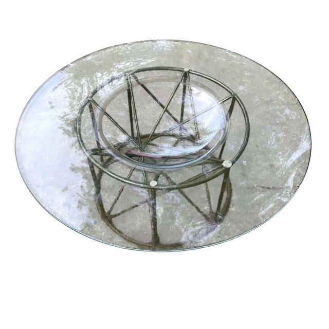 1980s Sculptural Gilt Brass Coffee Table With Concave Glass Top For Sale - Image 6 of 9