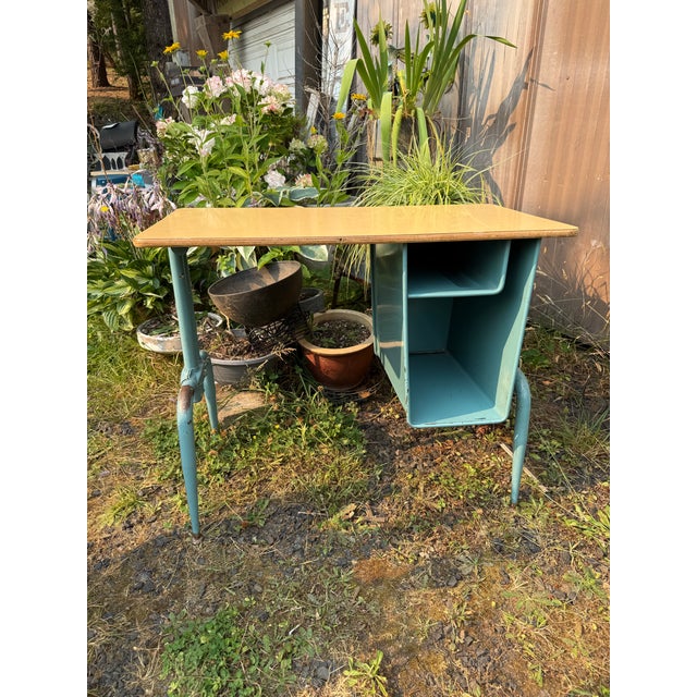 Mid-Century Modern MCM Classic Metal School Desk For Sale - Image 3 of 7