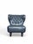 Vintage & Uniqe Chesterfield-style slipper chair in rich blue leather.