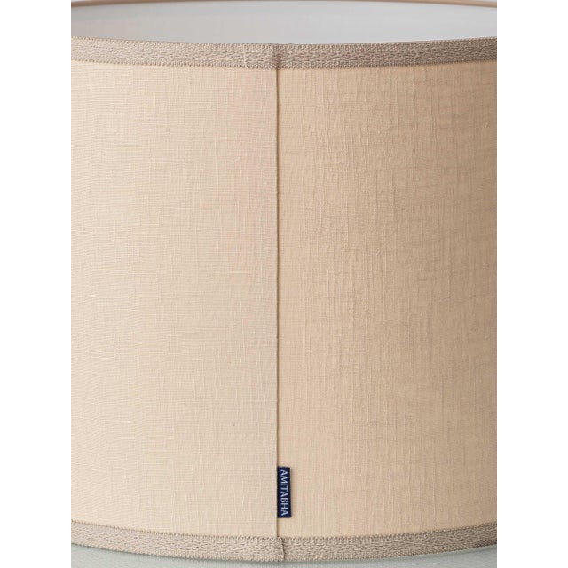 Cream Spanish Revival Ceramic Table Lamps with New Linen Shades, 2010s, Set of 2 For Sale - Image 8 of 18