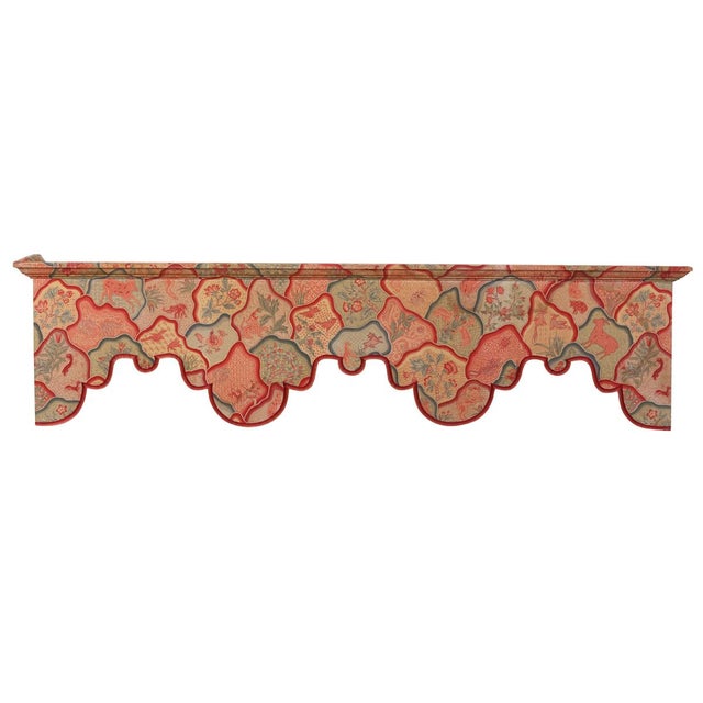 Traditional Pair Custom Coral Window Valences, Provenance Brooke Astor n.y.c. Library For Sale - Image 3 of 6