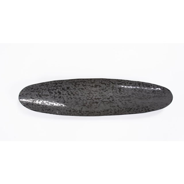 2020s Chiseled Texture Black Iron Elongated Tray- Small For Sale - Image 5 of 10