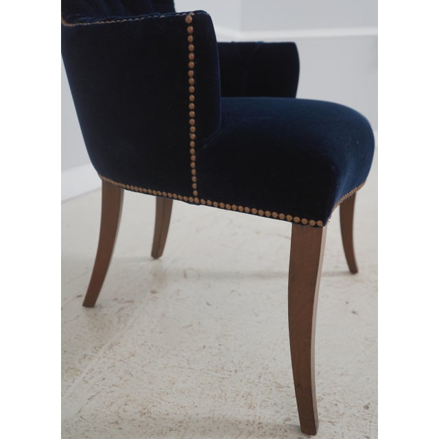 Blue Set of 12 Ralph Lauren Design Blue Velvet Dining Room Chairs For Sale - Image 8 of 18