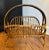 Mid 20th Century Coastal Tortoise Shell Bamboo & Rattan Arched Handle Collapsible Magazine Rack For Sale - Image 5 of 11