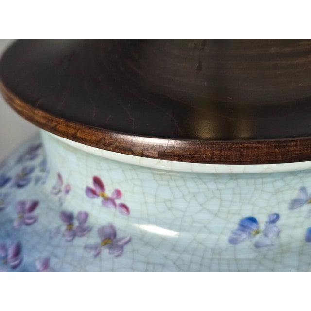 1990s Frederick Cooper Porcelain Hand Painted Flowers Table Lamp For Sale - Image 10 of 15