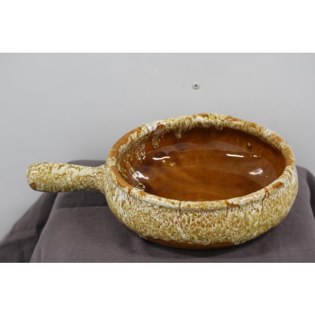 Brown French Ceramic Fry Pan with Handle, 1970s For Sale - Image 8 of 10
