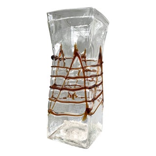 Large Sculptural Murano Glass Vase attributed to Fulvio Bianconi for A.V. Mazzega, Italy, 1950s For Sale