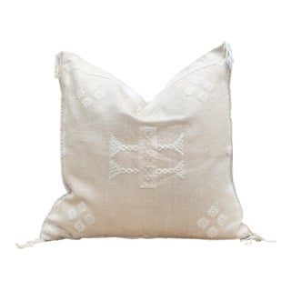 White Souk Large Silk Rug Pillow For Sale