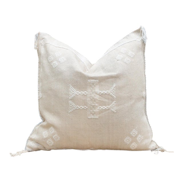 White Souk Large Silk Rug Pillow For Sale