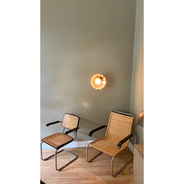Rattan B35 Cantilever Chair and B64 Viennese Wicker Armchair by Marcel Breuer for Thonet, Set of 2 For Sale - Image 6 of 18