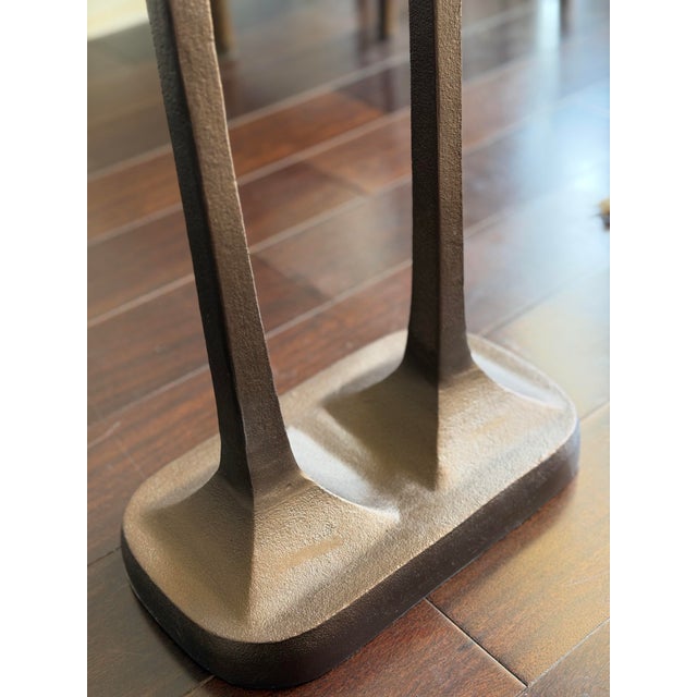 Made Goods Brenna Side Table - Antiqued Bronze Cast Metal Accent Table With Sculptural Double Stem Base For Sale - Image 10 of 11