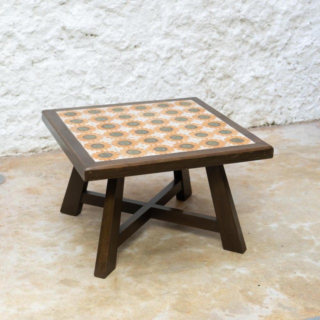 Mid-Century Spanish Wood and Ceramic Coffee Table by Jordi Vilanova, 1960s For Sale - Image 3 of 13