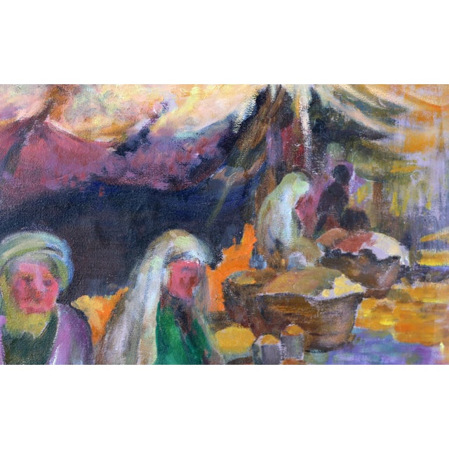 Salt and Grain Sellers Jalal Gharbi 1970 Oil on Canvas, signed lower right 36 x 40 in. (91.44 x 101.6 cm) An oil painting...
