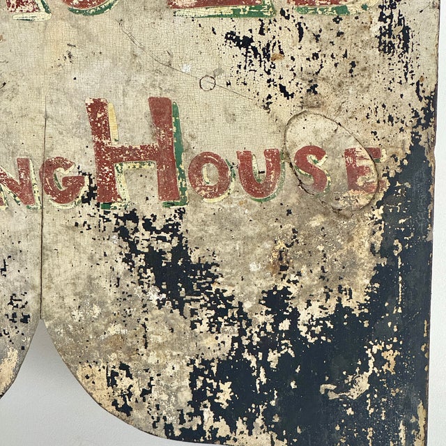 Salvaged Early 20th Century Antique Wood Trade Sign Advertising "Owen Brothers Clothing House", Hand Painted For Sale - Image 10 of 13