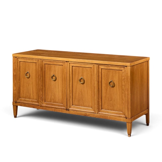 Contemporary Baker Milling Road Walnut and Brass Credenza For Sale - Image 3 of 10