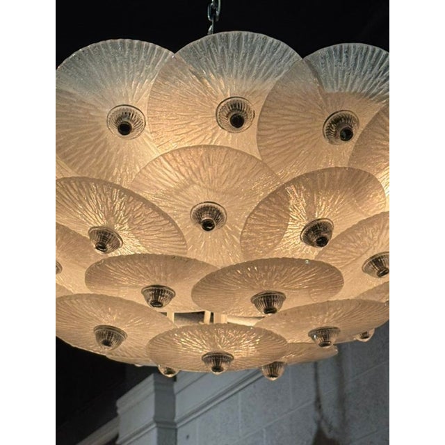 2000 - 2009 Murano Frost Disc Flush Mount Chandelier For Sale - Image 5 of 6