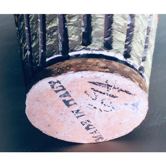 1970s Bitossi Geometric Lava Clay Vase Italian Mid-Century Modern Vintage For Sale - Image 5 of 6