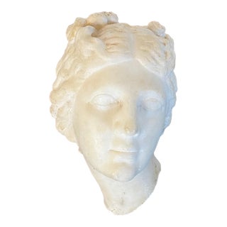 Antique 19th Century Italian Grand Tour Carved White Marble Bust of Head of Aphrodite For Sale
