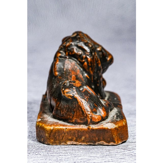 Ceramic Charming 19th Century Antique English Lion Figurine Solid Glazed Ceramic Folk Art Style For Sale - Image 7 of 11