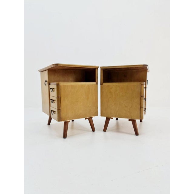 Brown Mid-Century German Beech Bedside Tables from Wk Möbel, 1960s, Set of 2 For Sale - Image 8 of 12