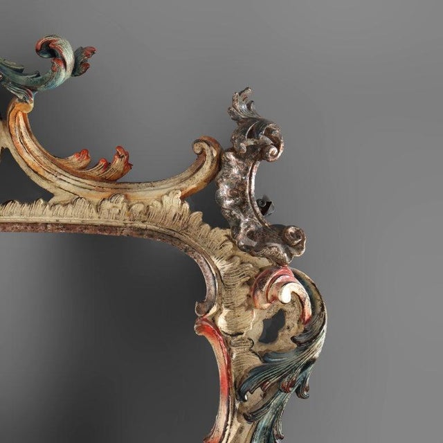 Glass Large 54" French Niccolini Louis XIV Style Polychromed Mirror Signed 20thC For Sale - Image 7 of 15