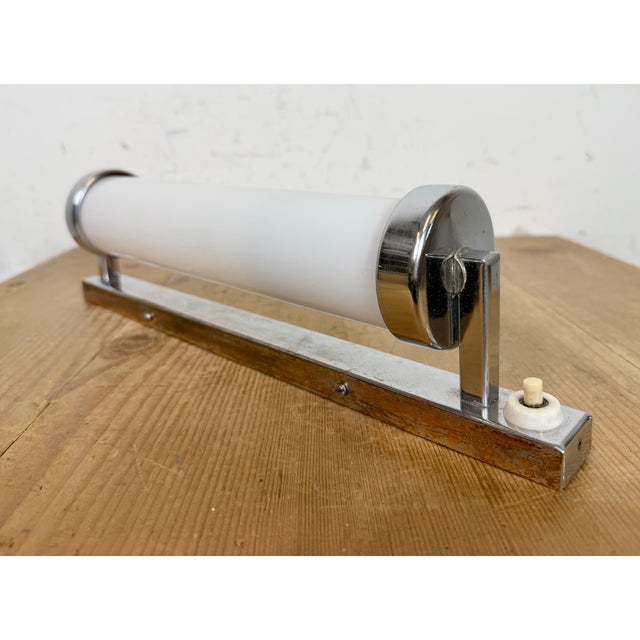 Silver Vintage Art Deco Wall Light with Opal Glass, 1930s For Sale - Image 8 of 14