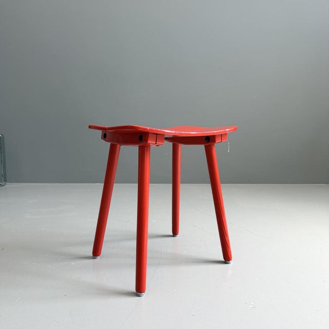 Mid-Century Modern Wooden Stool attributed to Jacob Müller for Wohnhilfe, 1960s For Sale - Image 3 of 8