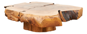Coffee Table in Burl Wood and Walnut Slab