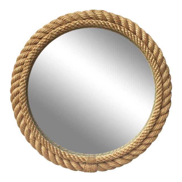 1960s Vintage Audoux Minet Round Rope Mirror Chairish