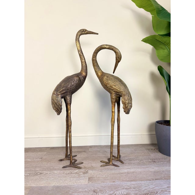 Large Vintage Bronze Crane Statues, 1920s-1940s, Set of 2, in Flawless conditions. Designed 1920 to 1949