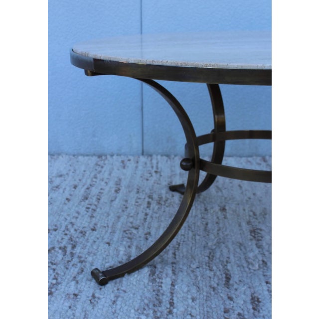 1960s Bronze With Travertine Top Coffee Table For Sale - Image 4 of 11