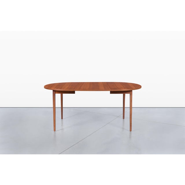 Drexel Declaration Mid-Century Extendable Round Walnut Dining Table by Kipp Stewart for Drexel For Sale - Image 4 of 15