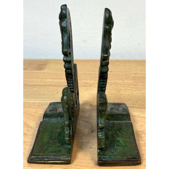 Arts & Crafts Bronze Seahorse Bookends, Attributed to E.T. Hurley, c.1920 For Sale - Image 13 of 18