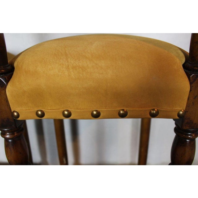 Vintage Suede Barstools With Nail Head Detail - Set of 3 For Sale - Image 9 of 9