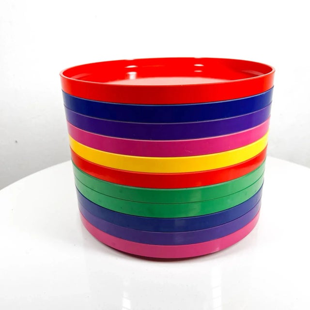1964 MoMA Massimo & Lella Vignelli 11 Stackable Color Plates Heller Design For Sale - Image 11 of 11