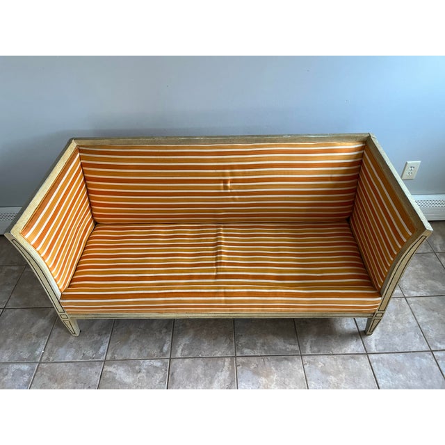 Mid 20th Century Vintage Caned Upholstered Small Square Sofa For Sale - Image 5 of 9