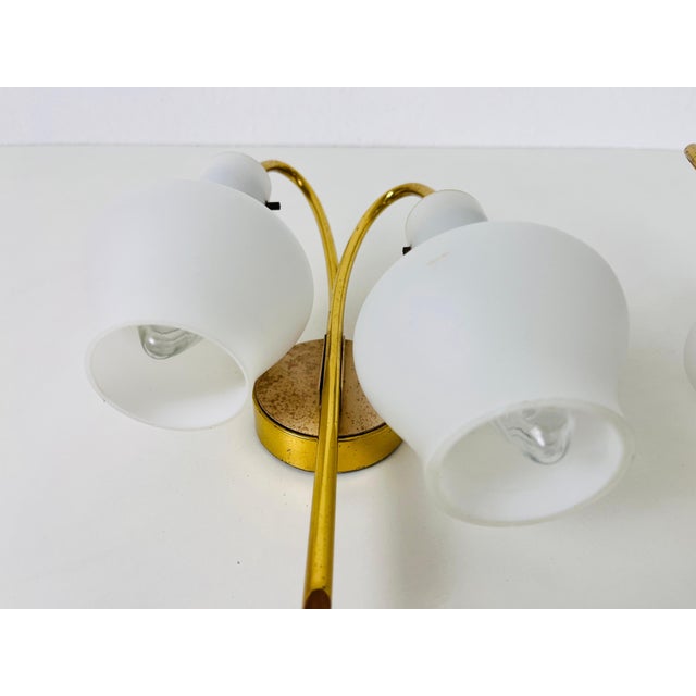 Mid-Century Brass and Opaline Glass Wall Lamps, Italy, 1960s - A Pair For Sale - Image 6 of 10