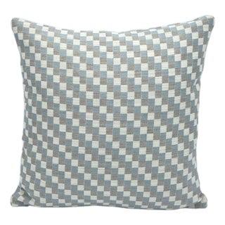 Blue & Taupe Check Decorative Pillow Cover For Sale
