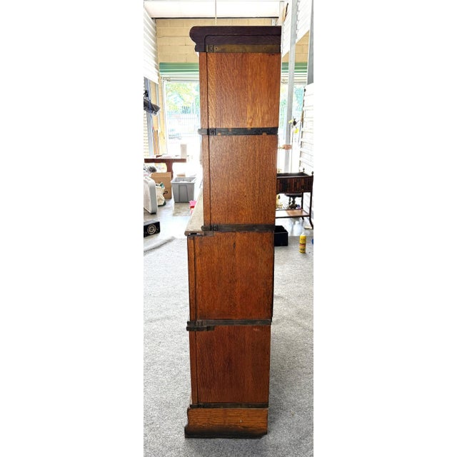 Early 1900’s Globe-Wernicke Oak Four Stack Barrister Bookcase For Sale - Image 10 of 17