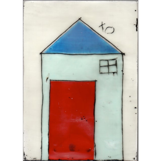 Wood Encaustic Collage Collection by Gina Cochran - "Tiny Dwellings" Series - Lilac & Lavender - Set of 5 For Sale - Image 7 of 7