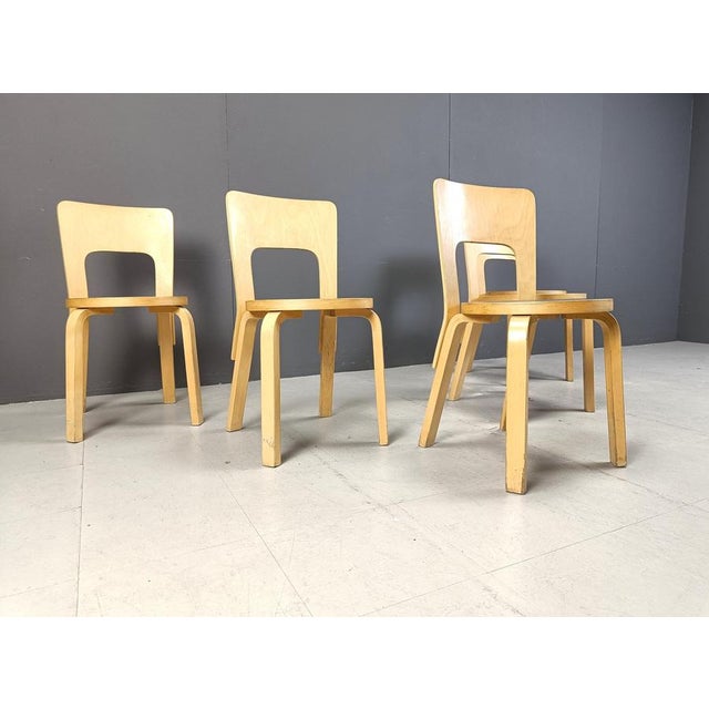 Model 66 Dining Chairs attributed to Alvar Aalto for Artek, 1960s, Set of 5 For Sale - Image 10 of 17