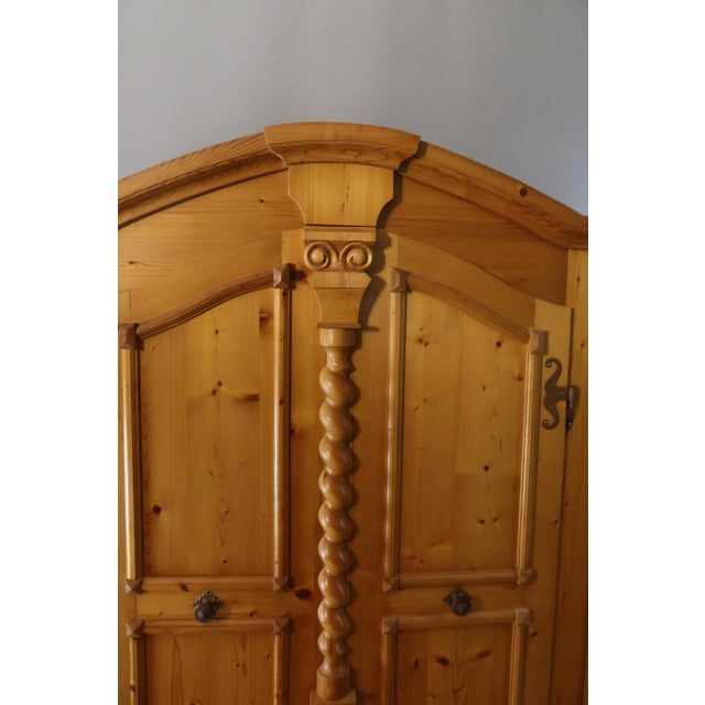 Brown Small Pine Armoire, 1980s For Sale - Image 8 of 13